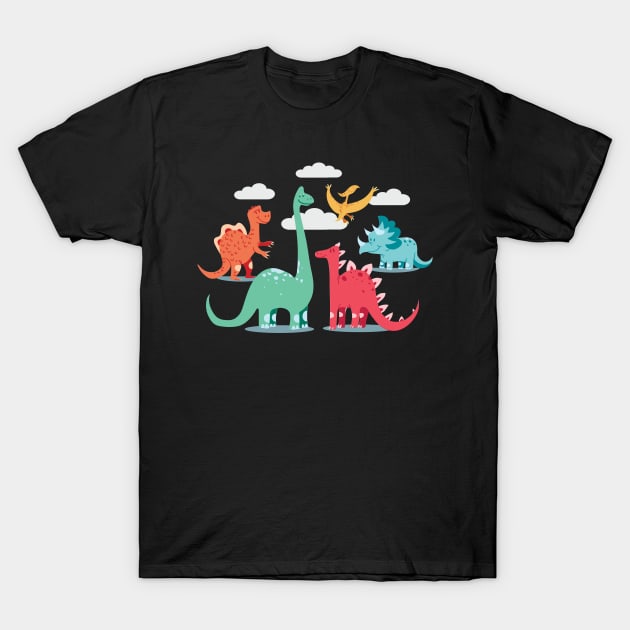 cute animal cartoon - dinosaurs T-Shirt by Midoart